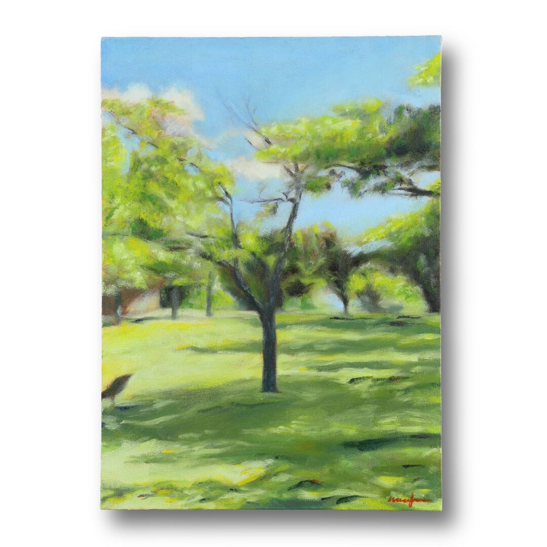 公園の木を描いた風景画