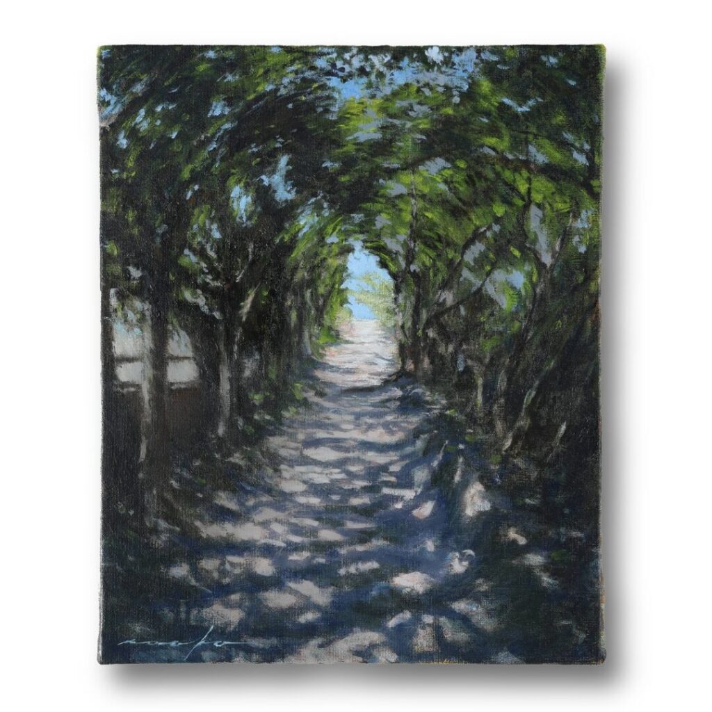山道を描いた油絵