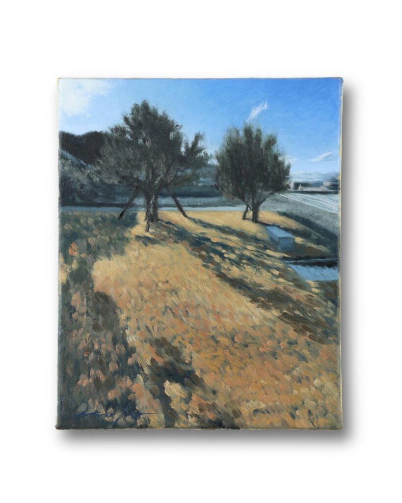 小豆島のオリーブが描かれた風景画