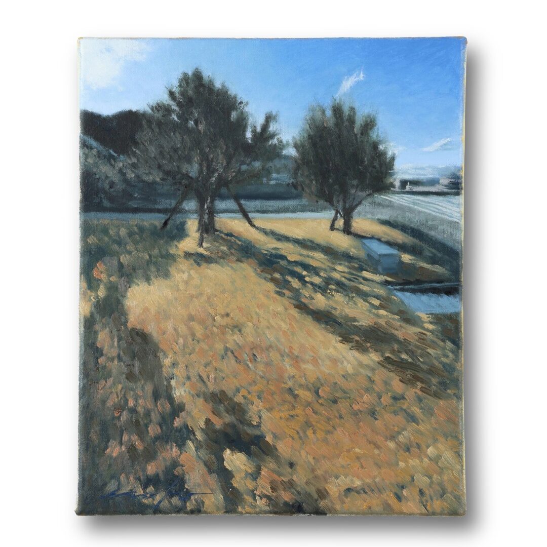 小豆島のオリーブが描かれた風景画